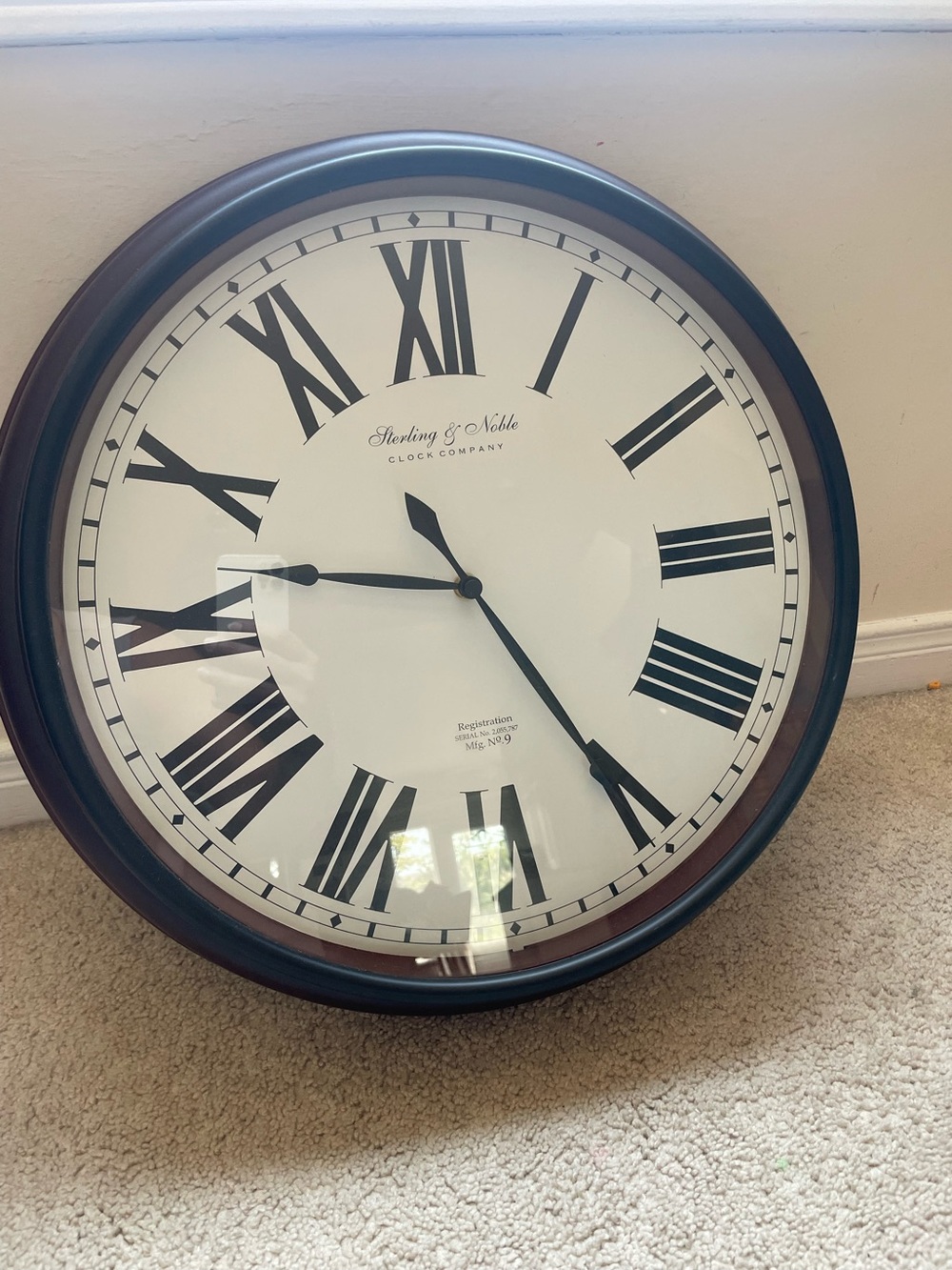 Sterling & Noble Large Brown Wall Clock with Roman Numerals